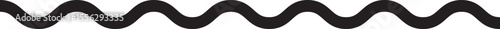 Zigzagged graphic stroke made of seven rounded peaks and troughs flowing in a smooth decorative line.
