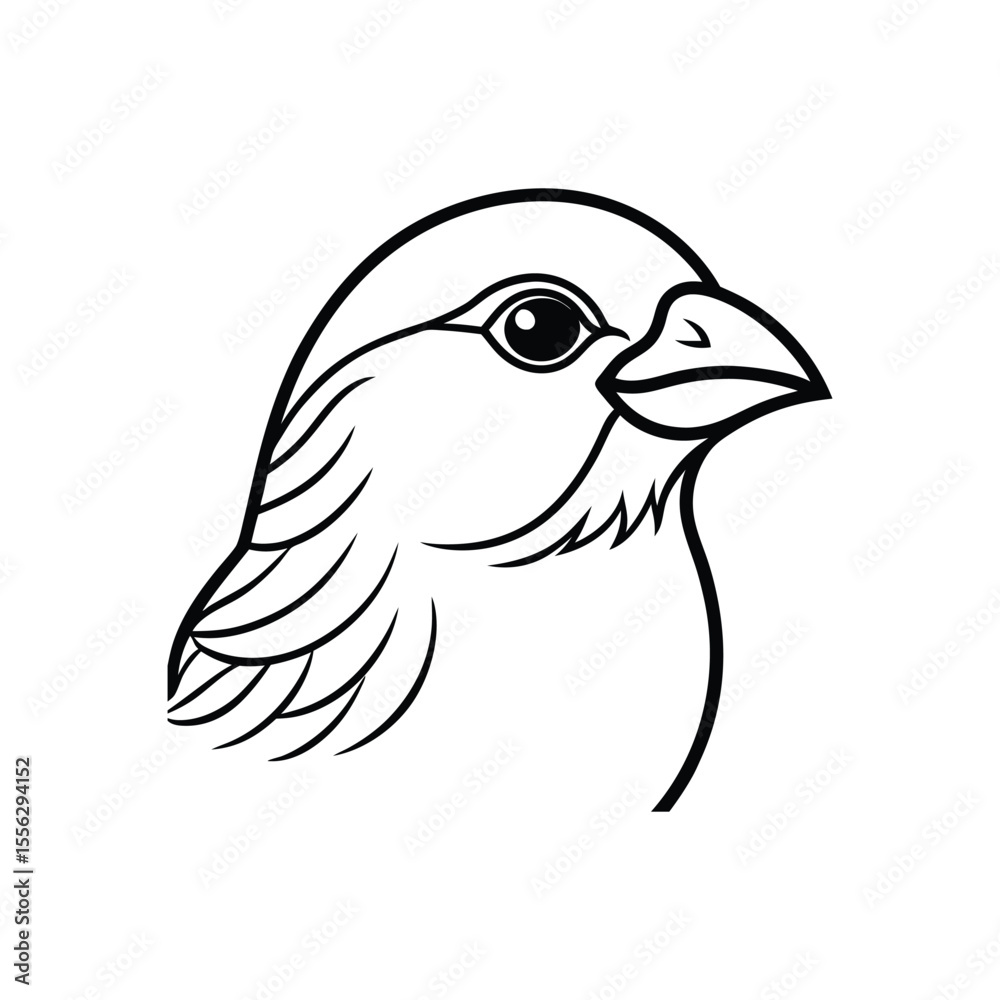 Obraz premium Line art illustration of a canary bird face.eps