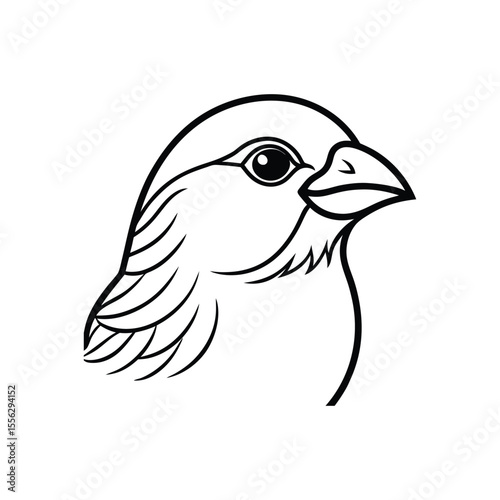 Line art illustration of a canary bird face.eps