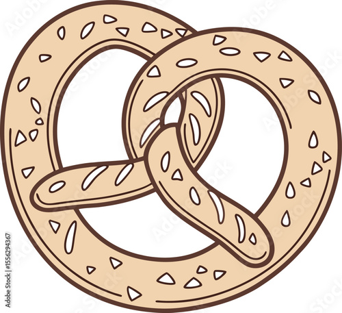 Illustrated Pretzel with Knotted Design and Salted Sprinkle Detail