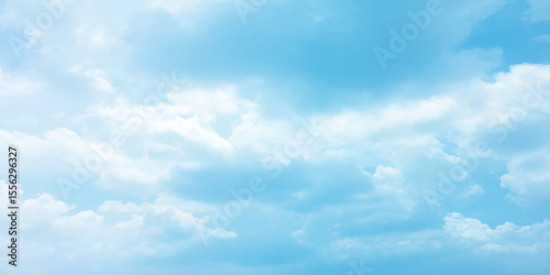 White clouds indicate blue sky, pure, fresh mind, changeable weather, sunny light, daylight, natural, dramatic sky light rays on the clouds, landscape for background