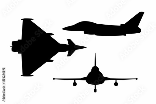 modern fighter jet vector silhouettes on a white background


