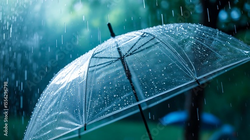 Wallpaper Mural Transparent umbrella in heavy rain with water drops and blurred background
 Torontodigital.ca