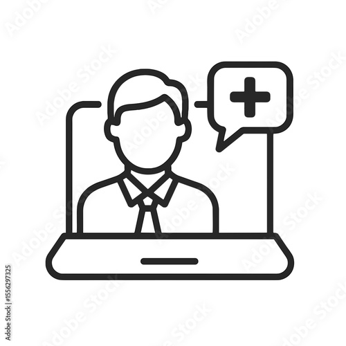 Online therapist providing consultation through computer screen  