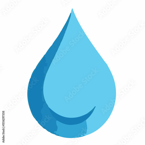 
A vivid blue water droplet with a subtle gradient and a curved highlight, suggesting liquid freshness and purity.