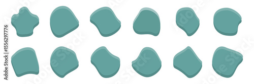 collection of abstract liquid shapes, modern smooth pastel colored design elements isolated on white background, vector illustration.