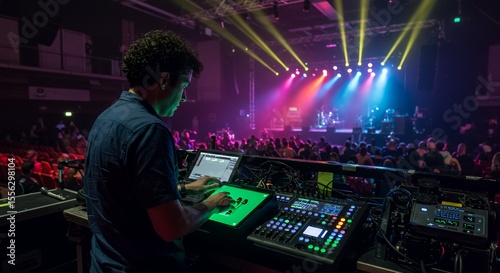 Concert Sound Engineer Controls the Vibe from the Mixing Desk