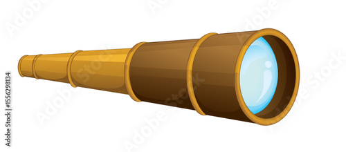 Golden Gaze: An antique telescope, poised in readiness, evokes a sense of exploration, discovery, and the thrill of new horizons, revealing the world's boundless mysteries.