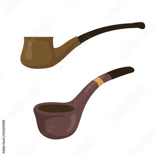 Smoker's Pipes in close up : An old pipe, in a classic and retro design, lies in an inviting fashion, perfect for a concept of nostalgia, relaxation, and contemplation.