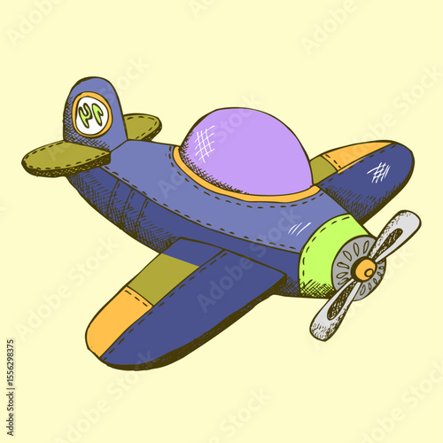 Whimsical Plane: This charming illustration captures the joy of childhood with its vibrant colors and playful design. It's an ideal image for projects that need a touch of fun.