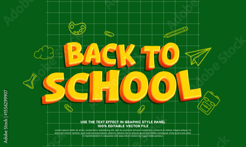 Back to school 3d text effect fully editable