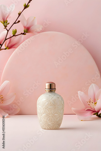 Snuff bottle chic beauty makeup bottle pink background