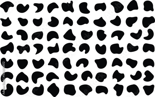 Abstract black blot shapes pattern on white background creative graphic design element