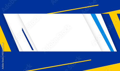modern abstract tech banner with blue and yellow diagonal elements and white center space