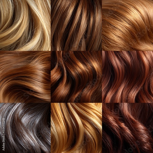 Diverse Collection of Hair Textures and Colors for Beauty and Fashion Inspiration