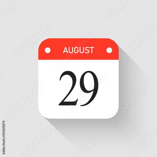 Vector icon page day calendar - 29 August month
