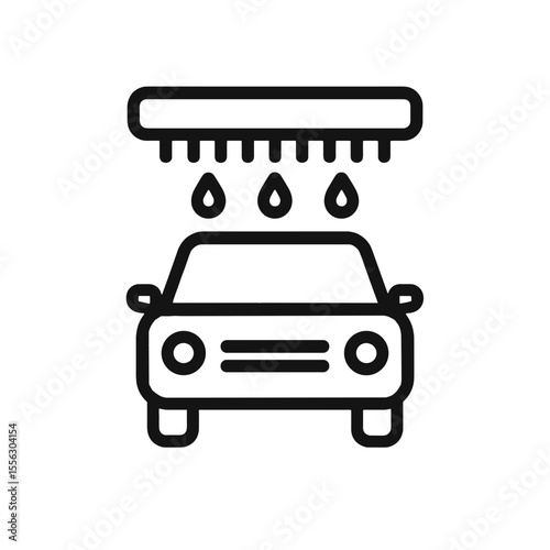 Car being washed with water and brushes in car wash  