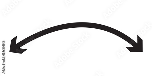Dual semi circle arrow. Vector illustration. Semicircular curved thin long double ended arrow.