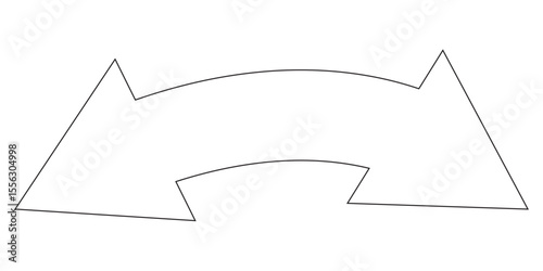 Dual semi circle arrow. Vector illustration. Semicircular curved thin long double ended arrow.