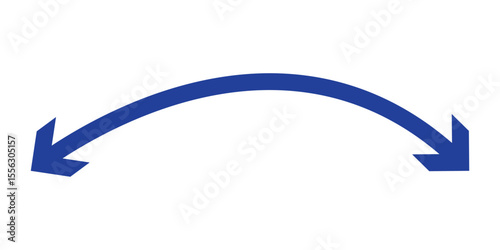 Dual sided arrow vector, icon, silhouette design. Semicircular curved thin, long double ended arrow vector design for website, app and logo design. Vector illustration of duel side