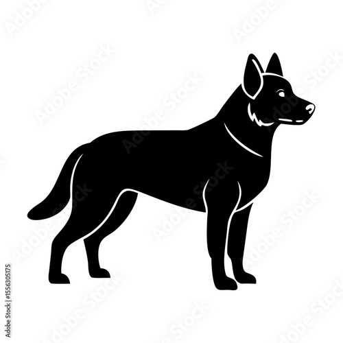 Black Solid Shepherd Dog Icon, Working Dog, Guard Dog Silhouette

