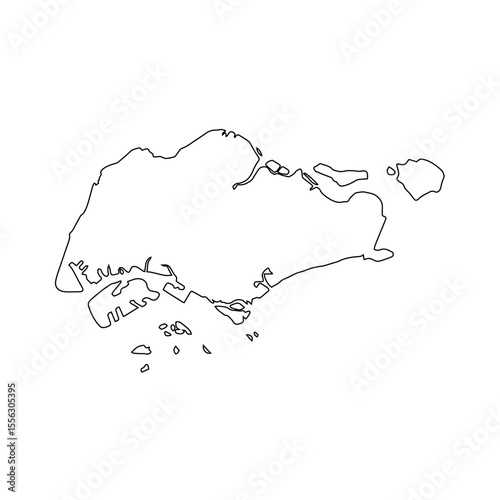 vector map of Singapore isolated on a transparent background, Detailed map of Singapore