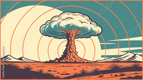 Vintage Atomic Blast Illustration | Retro Nuclear Explosion Art