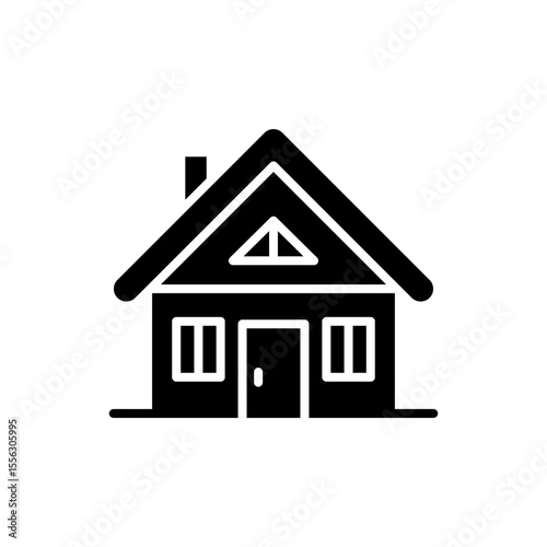 Minimalist Black House Icon on White Background.