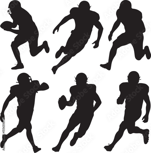 Quarterback Throwing Pass Silhouette

Touchdown Celebration Vector Design

Football Player in Action Silhouette

Helmet and Ball American Football Art

Team Huddle on Field Silhouette Scene