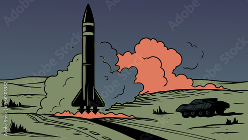 Desert Missile Launch | Military Rocket Takeoff in Arid Terrain