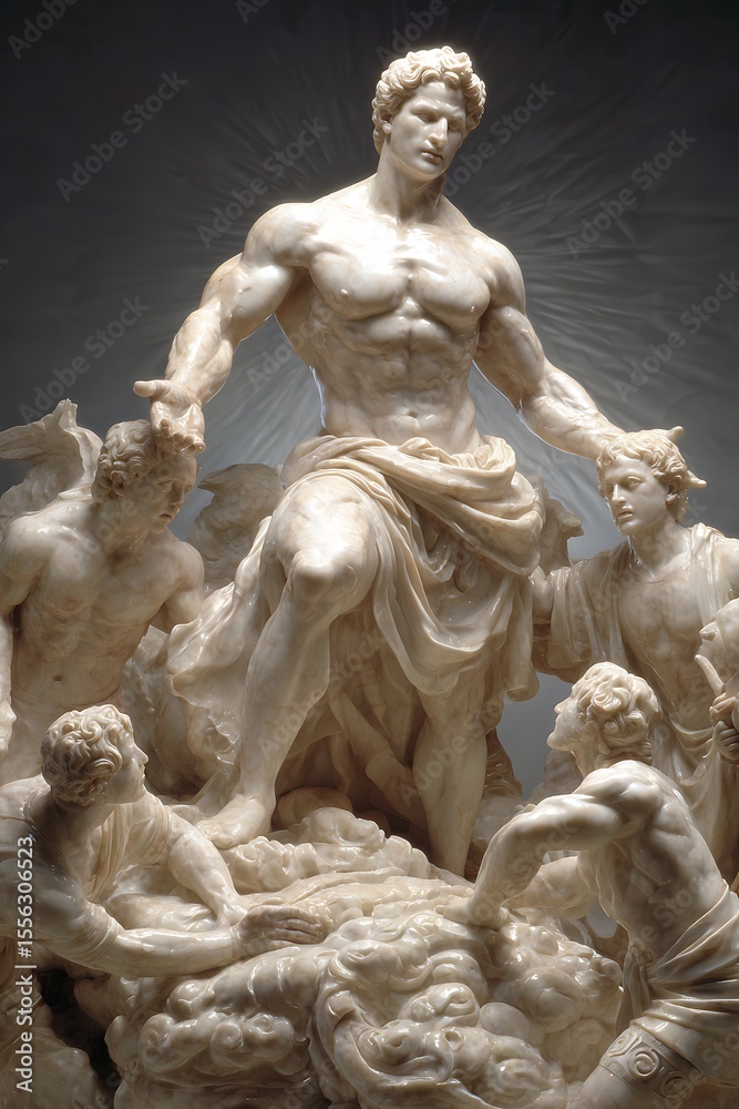 Obraz premium Classical Marble Sculpture Group of Mythological Figures Artistic Renaissance Style