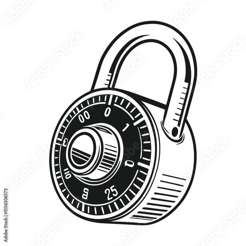 Vintage Style Combination Lock Illustration