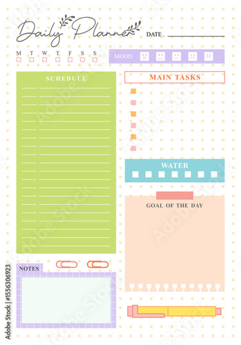 hand drawn of daily planner page with mood tracker design