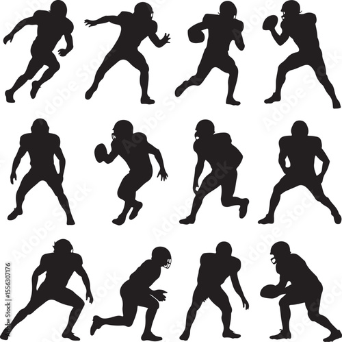 Quarterback Throwing Pass Silhouette

Touchdown Celebration Vector Design

Football Player in Action Silhouette

Helmet and Ball American Football Art

Team Huddle on Field Silhouette Scene
