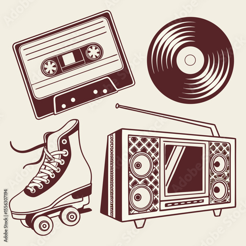 Retro Vintage Vector Pack – Old School Icons and Design Elements for Nostalgic Branding Projects