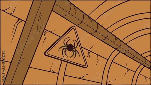 Abandoned Tunnel Spider Warning Sign – Arachnid Hazard Caution