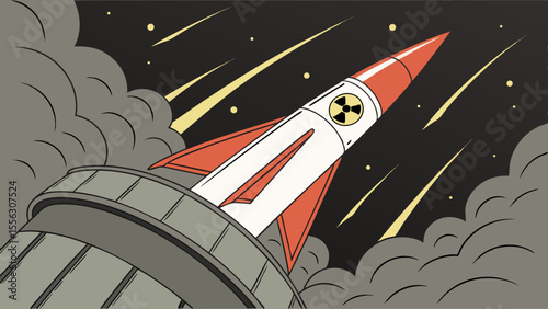 Cinematic Nuclear Rocket Launch Illustration