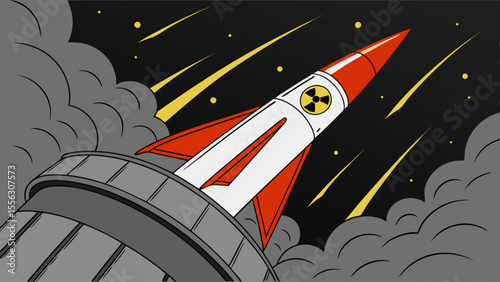 High-Resolution Nuclear Missile Launch Vector Illustration — Dramatic Warfare Concept