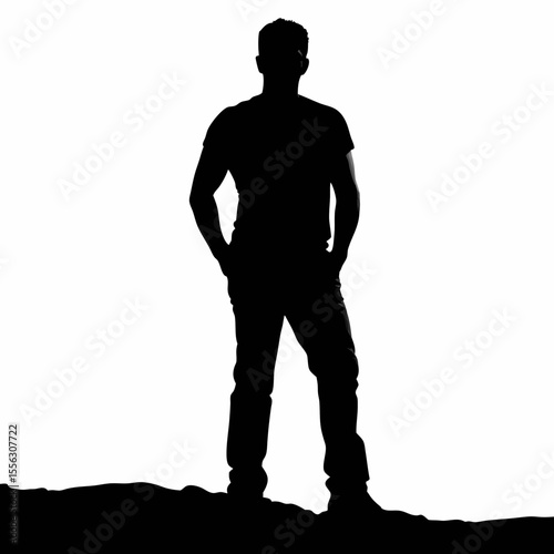 Black vector silhouette of a businessman standing