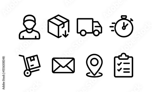 Logistics and delivery icons: efficient transport and timely shipping solutions
