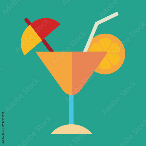 A Refreshing Summer Cocktail with an Orange Slice and a Small Umbrella