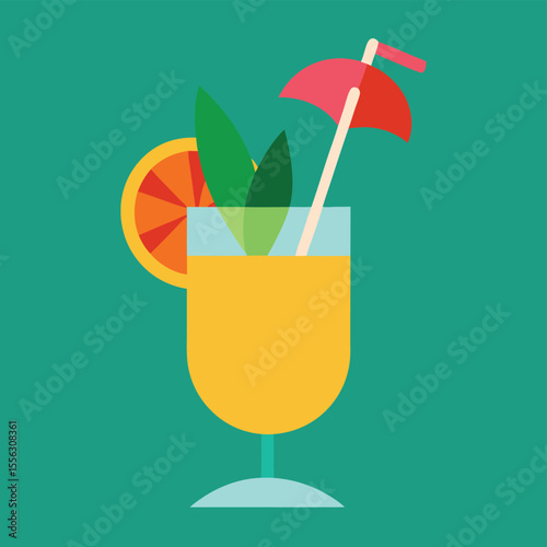 A Refreshing Tropical Cocktail with Orange Slice and Mini Umbrella
