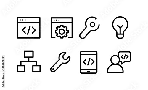 Web development icons: tools and concepts for modern programming and design