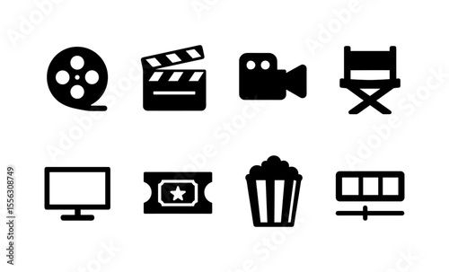 Movie icon collection: entertainment symbols for film and cinema enthusiasts