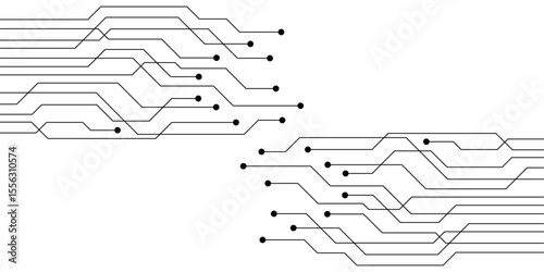 digital technology electronics circuit board elements on white