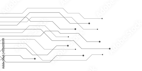 digital technology electronics circuit board elements on white