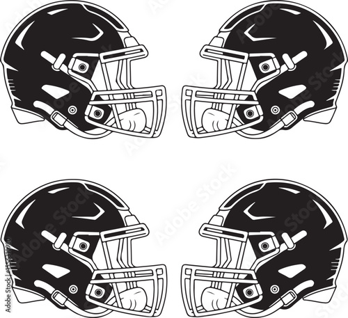 Quarterback Throwing Pass Silhouette

Touchdown Celebration Vector Design

Football Player in Action Silhouette

Helmet and Ball American Football Art

Team Huddle on Field Silhouette Scene