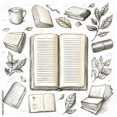 Postcard book page for writing, notebook, book