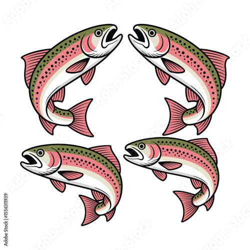 Rainbow trout fishing illustration logo vector image t shirt design
