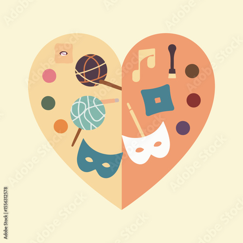 Vector illustration for National Day of Arts in Care Homes with abstract art, elderly creativity, healing symbols, artistic therapy, and intergenerational connection in flat design